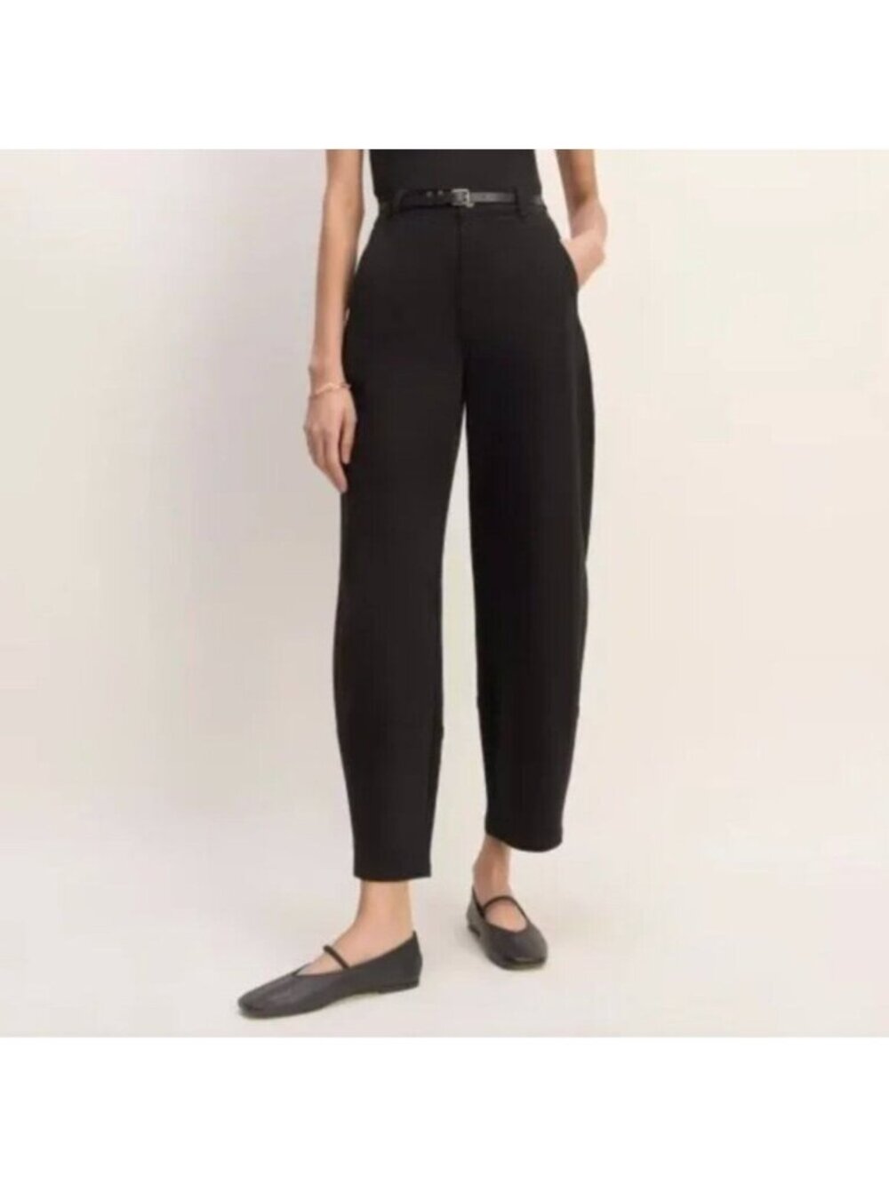 NWT Everlane Womens Utility Barrel Pants Organic Cotton Black Size 4Tall